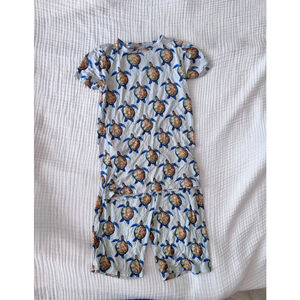 Boys Posh Peanut Bamboo Pajama Set 10 Blue Turtle Print